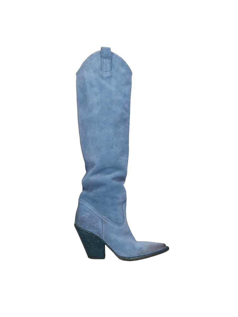 Laarzen Elena Iachi | E3632 Denim Suede Westernlaars