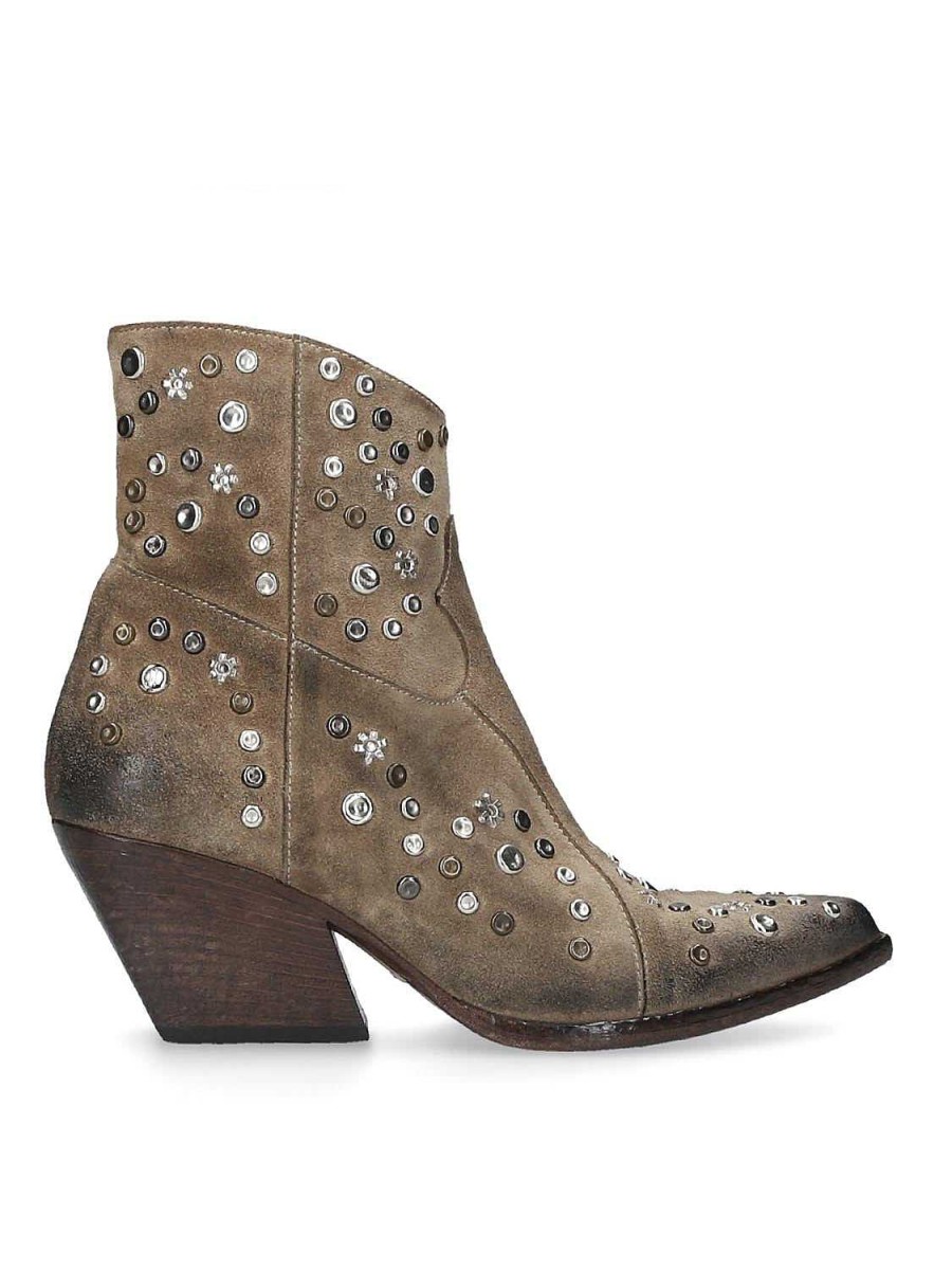 Tex-Stijl Elena Iachi | E3405 Suede Enkellaars Met Studs