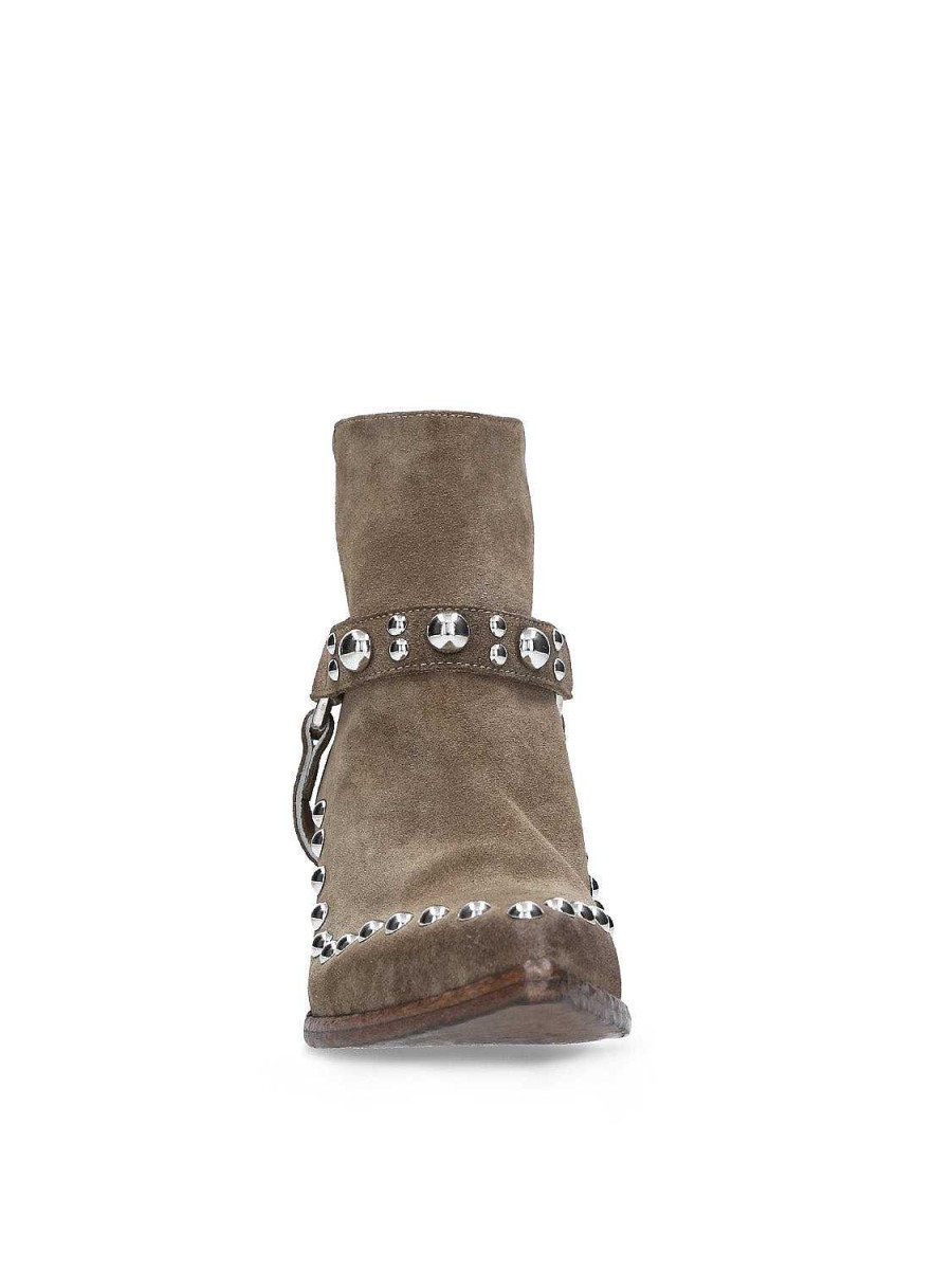 Enkel Laarzen Elena Iachi | E3712 Enkellaars Van Texaans Suede Met Studs