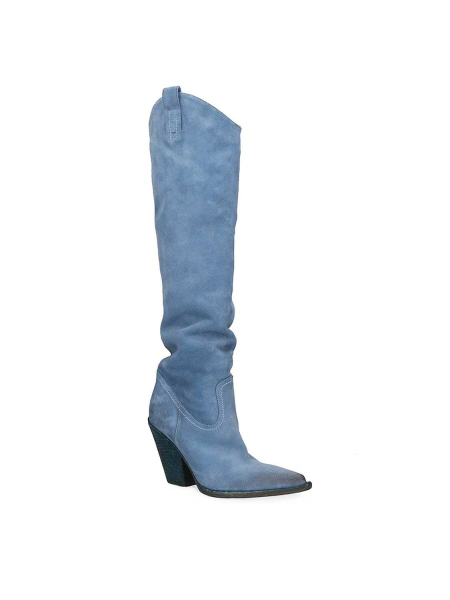 Tex-Stijl Elena Iachi | E3632 Denim Suede Westernlaars