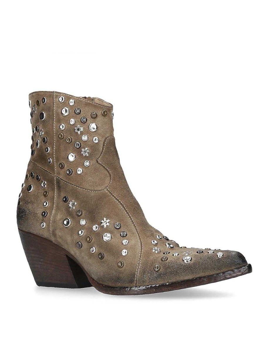 Tex-Stijl Elena Iachi | E3405 Suede Enkellaars Met Studs