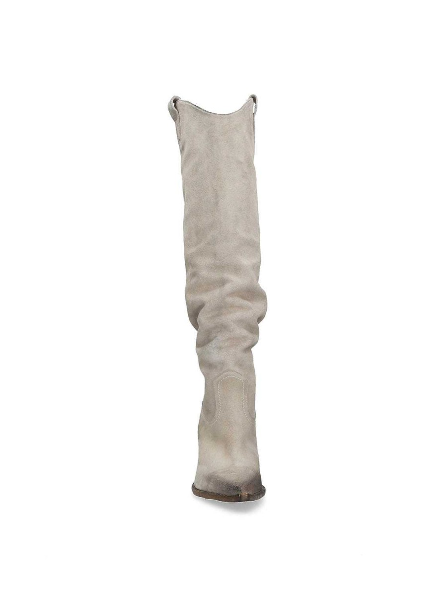 Laarzen Elena Iachi | E3632 Beige Suede Westernlaars