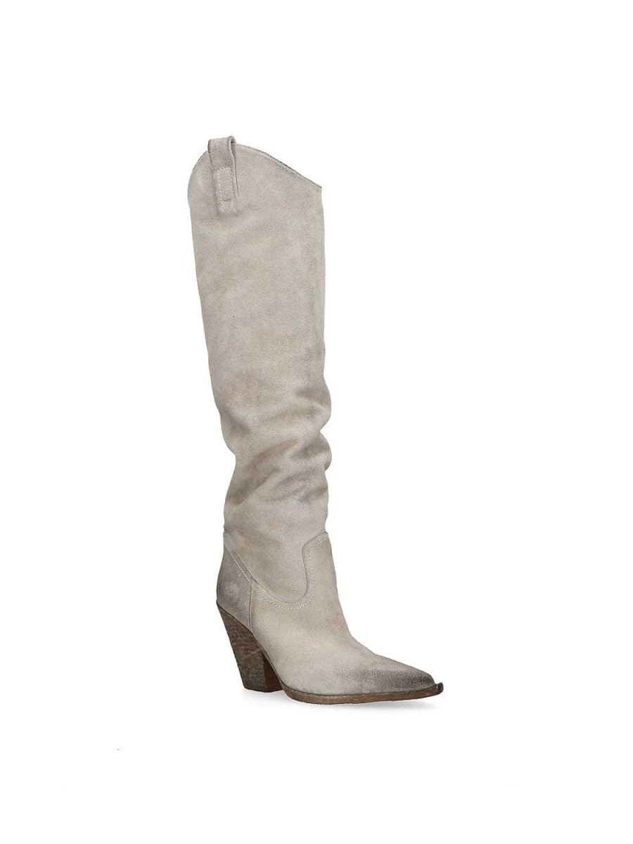 Laarzen Elena Iachi | E3632 Beige Suede Westernlaars