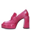 Schoenen Elena Iachi | E3301 Mocassin Met Hoge Hak In Fuchsia