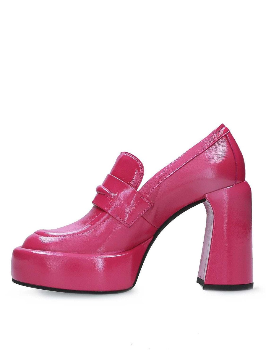 Schoenen Elena Iachi | E3301 Mocassin Met Hoge Hak In Fuchsia